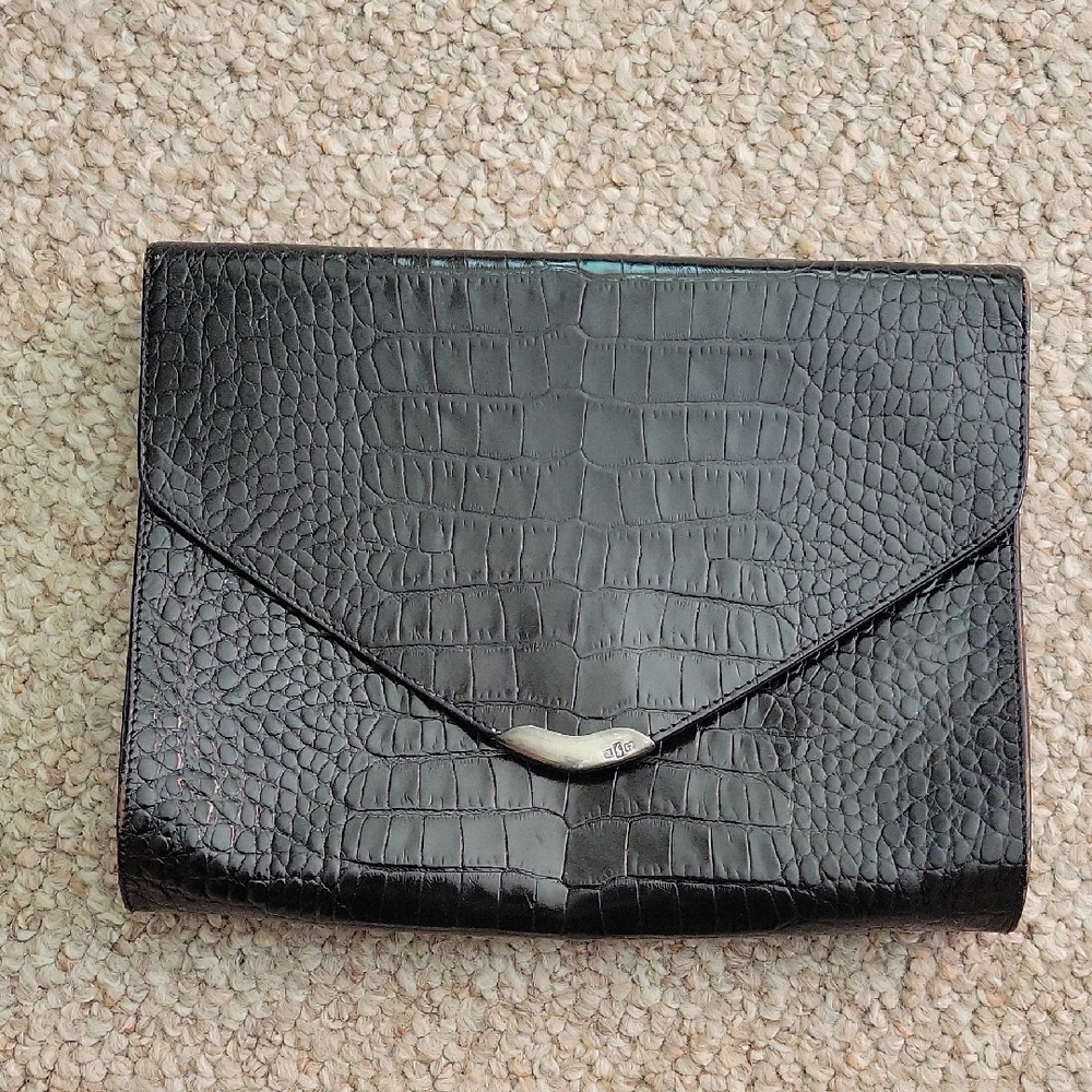 Ralph Lauren Black Croc-Embossed Purse